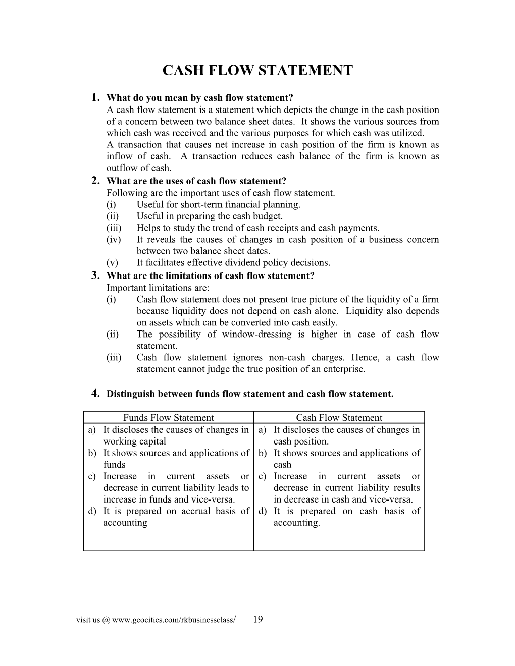 Cash Flow Statement