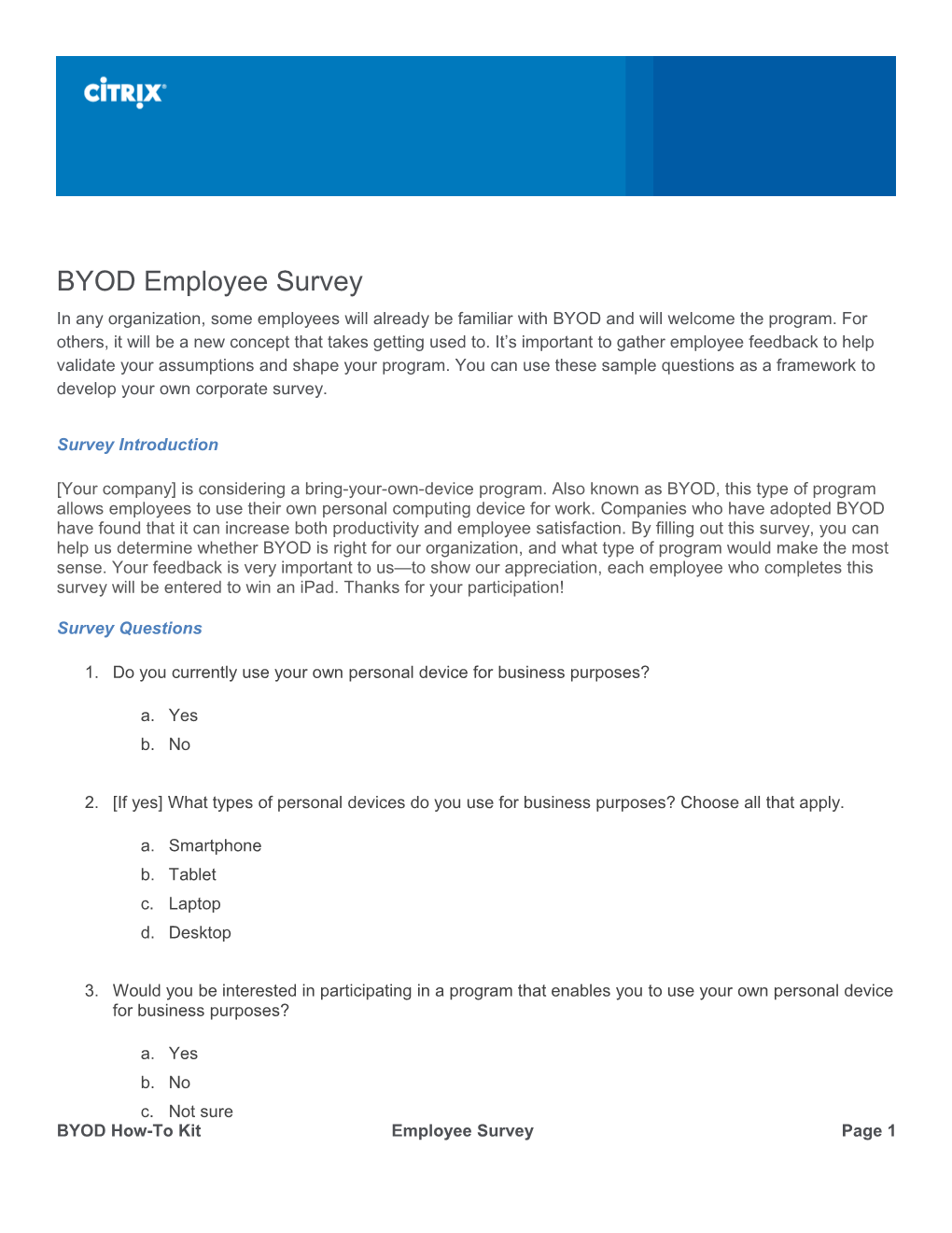 BYOD Employee Survey