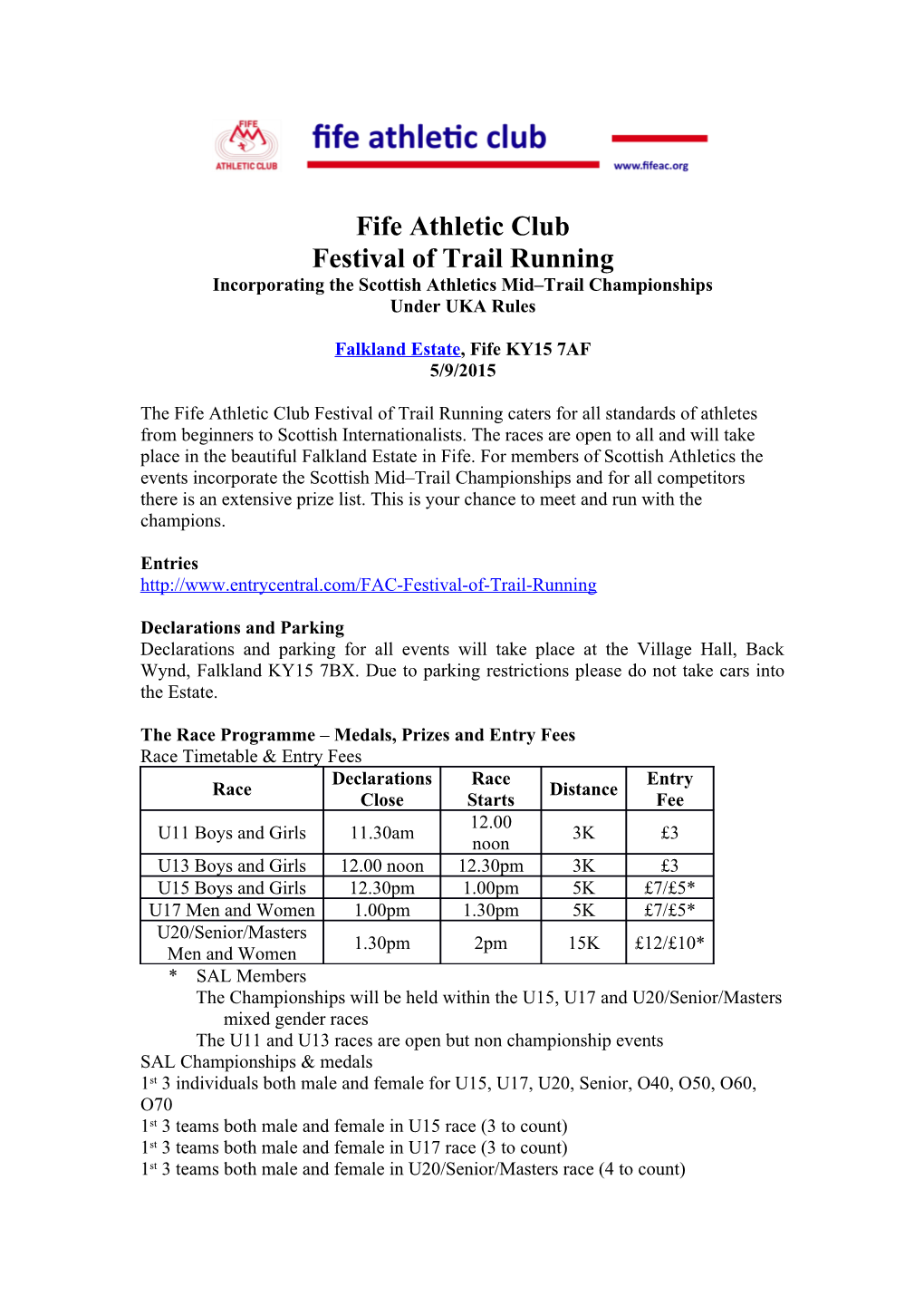 Fife Athletic Club Festival of Trail Running