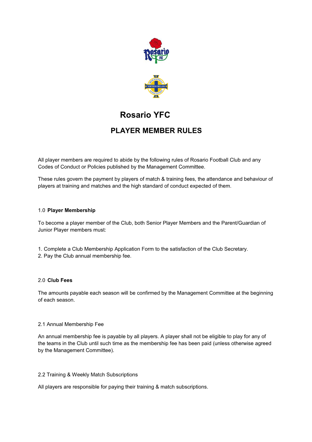 Player Member Rules