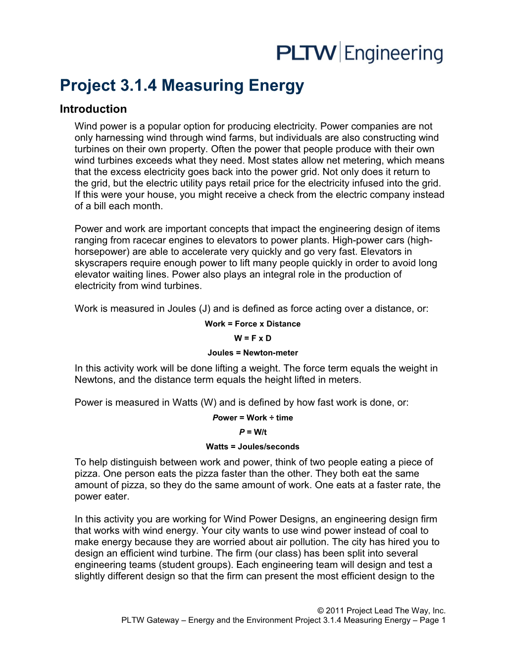 Project 3.1.4 Measuring Energy