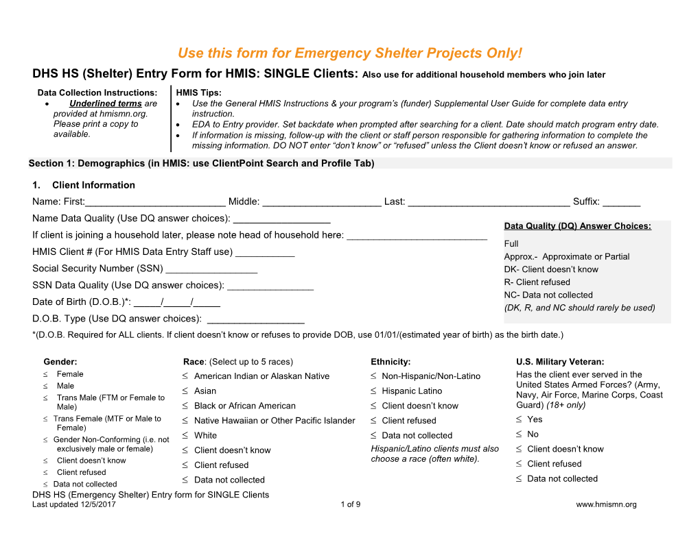 HMIS Document Template