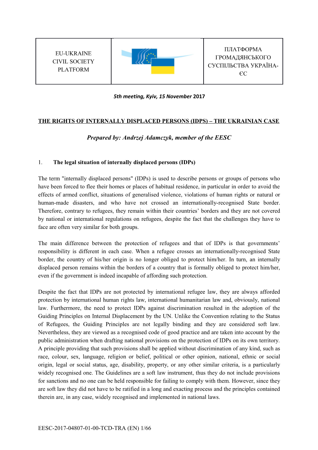 REX- Document for Meeting of the EU-Ukraine Civil Society Platform in Kyiv on 15 November
