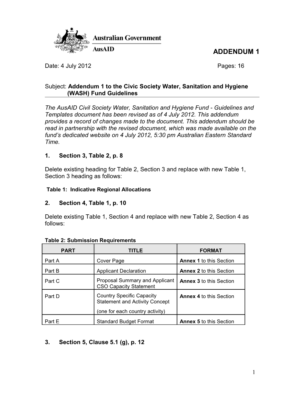 Subject: Addendum 1To the Civic Society Water, Sanitation and Hygiene (WASH) Fund Guidelines