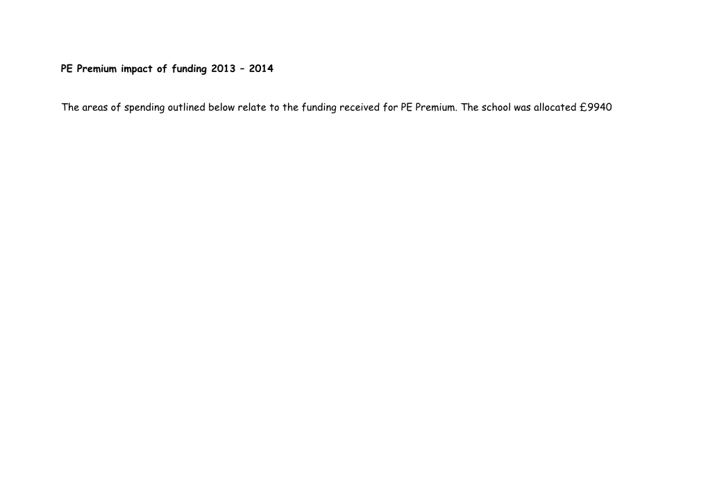 PE Premium Impact of Funding 2013 2014