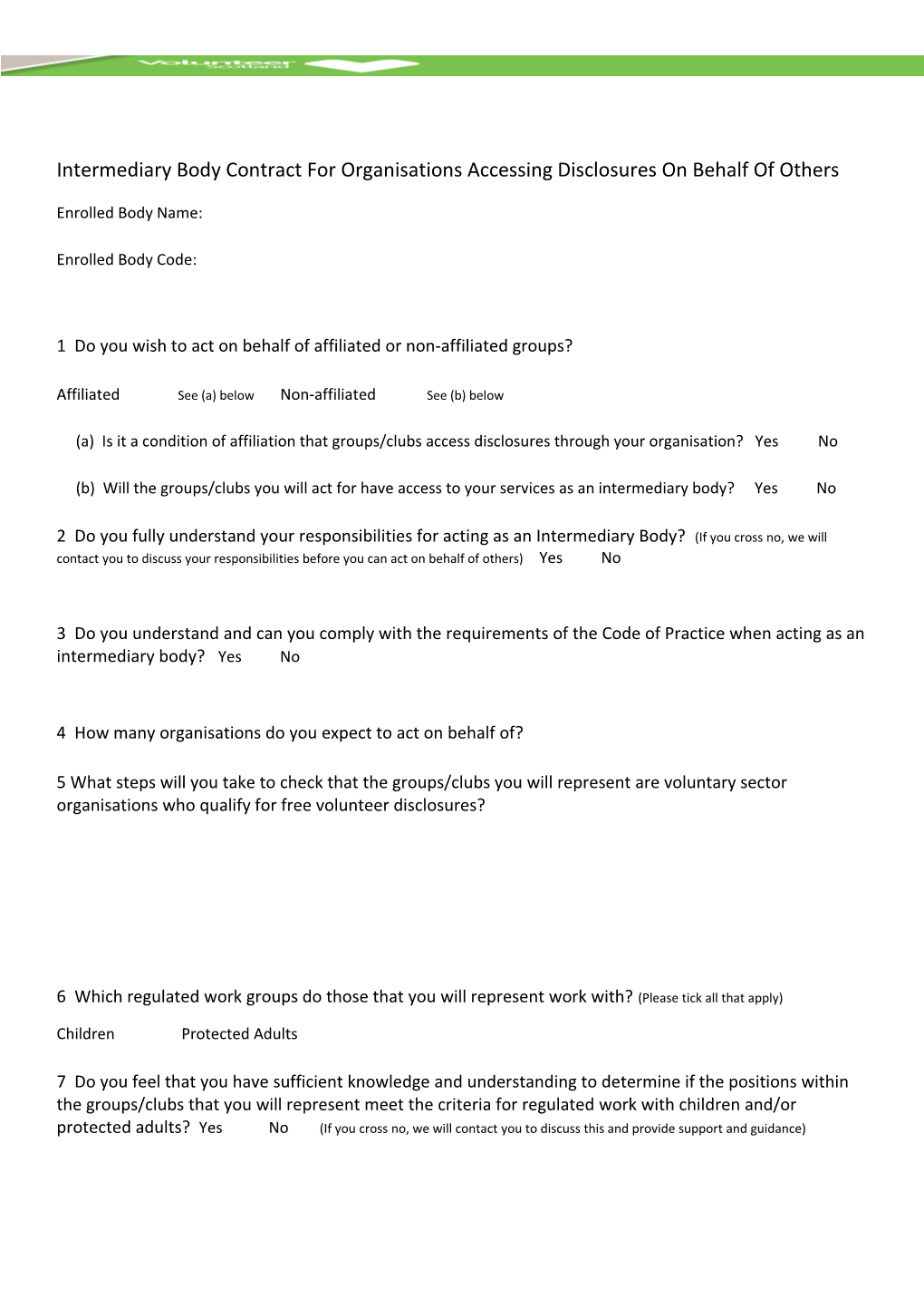 Intermediary Body Contract for Organisations Accessing Disclosures on Behalf of Others