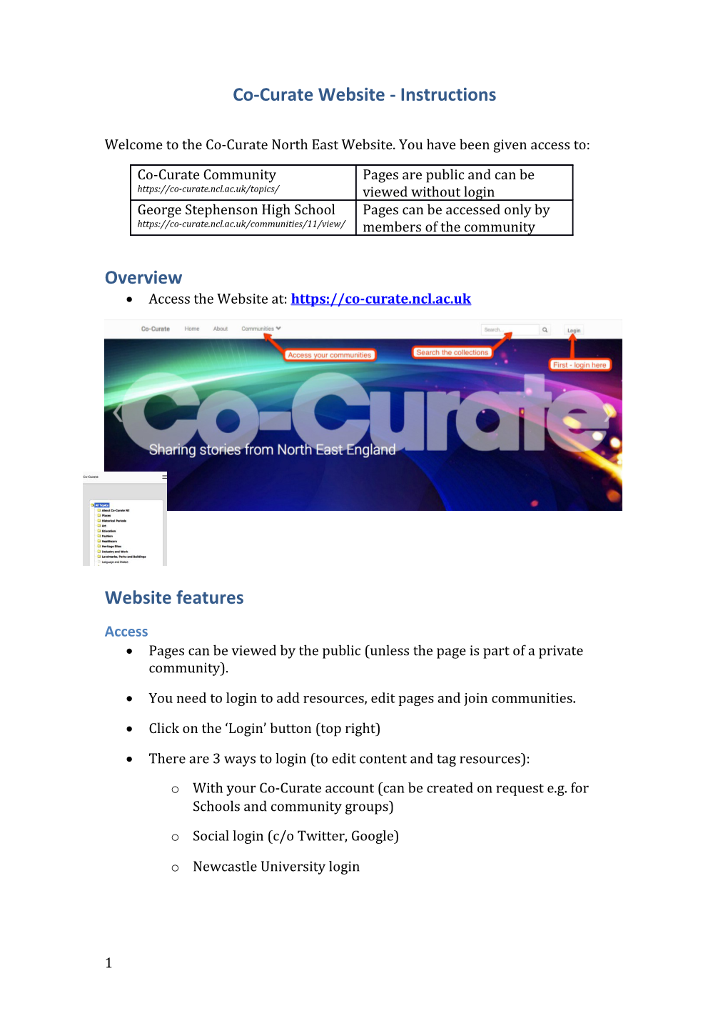 Co-Curate Website - Instructions