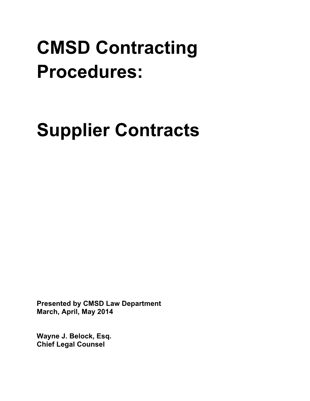 CMSD Contracting Procedures