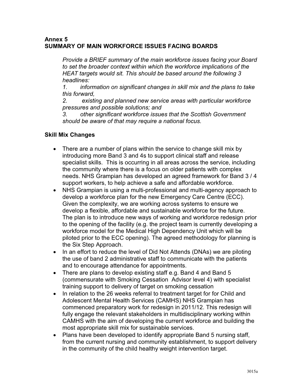 Annex 5 LDP Summary of Main Workforce Issues Facing NHS Boards 2010 - 11 Mar 10