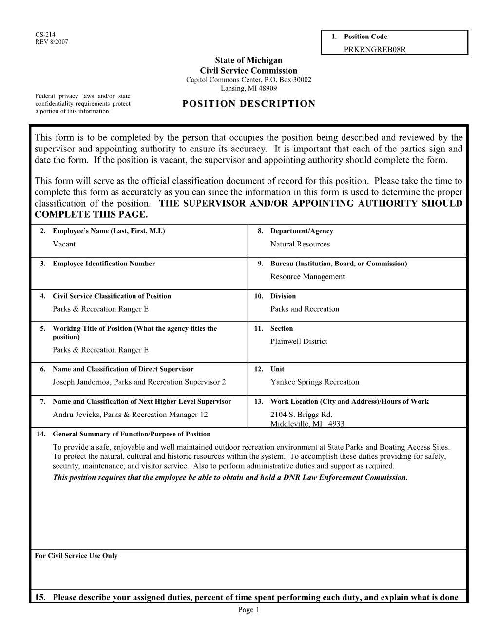 CS-214 Position Description Form s15