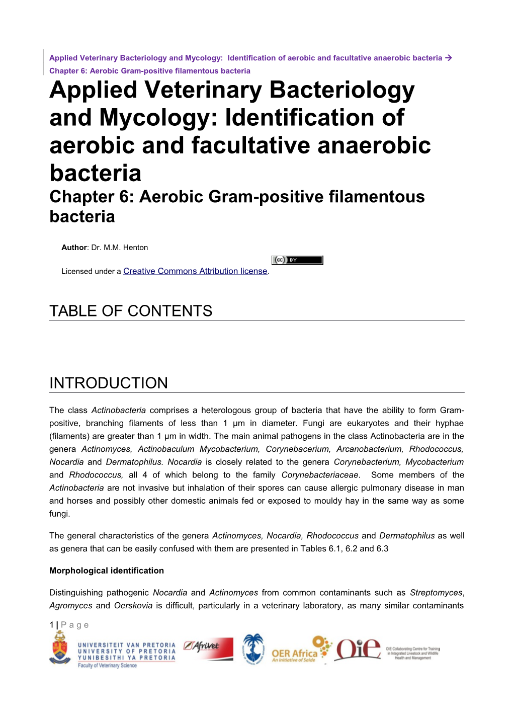 Applied Veterinary Bacteriology and Mycology: Identification of Aerobic and Facultative