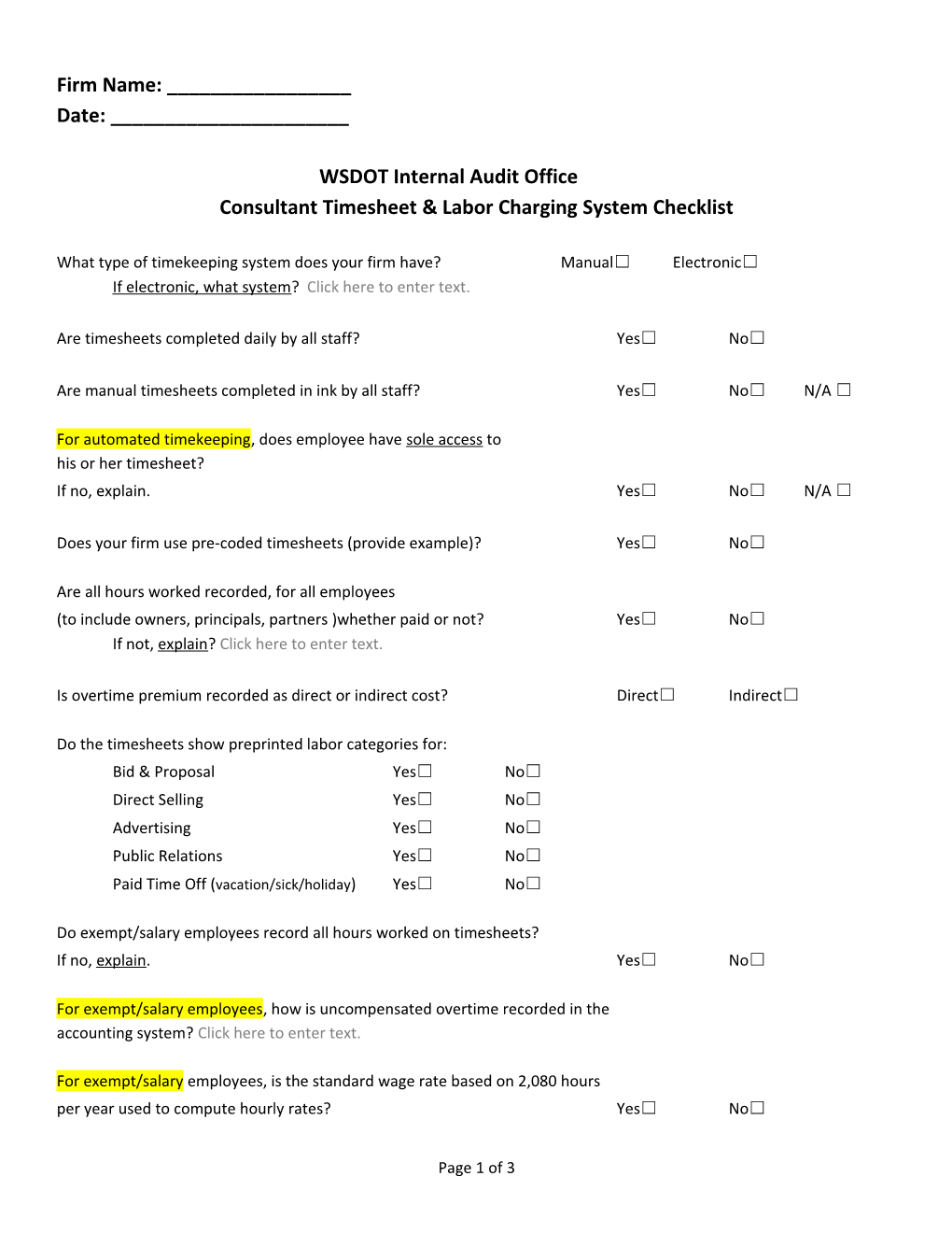 Timekeeping and Labor Checklist