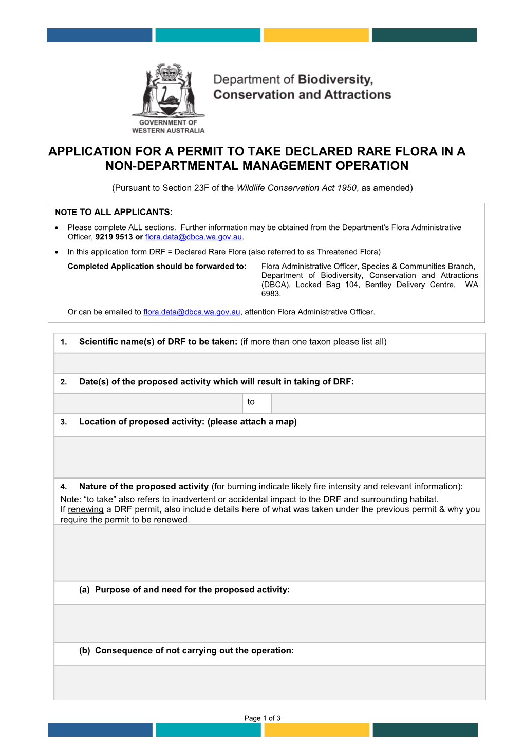 DRF Application Form (Non-DBCA Management Operations)