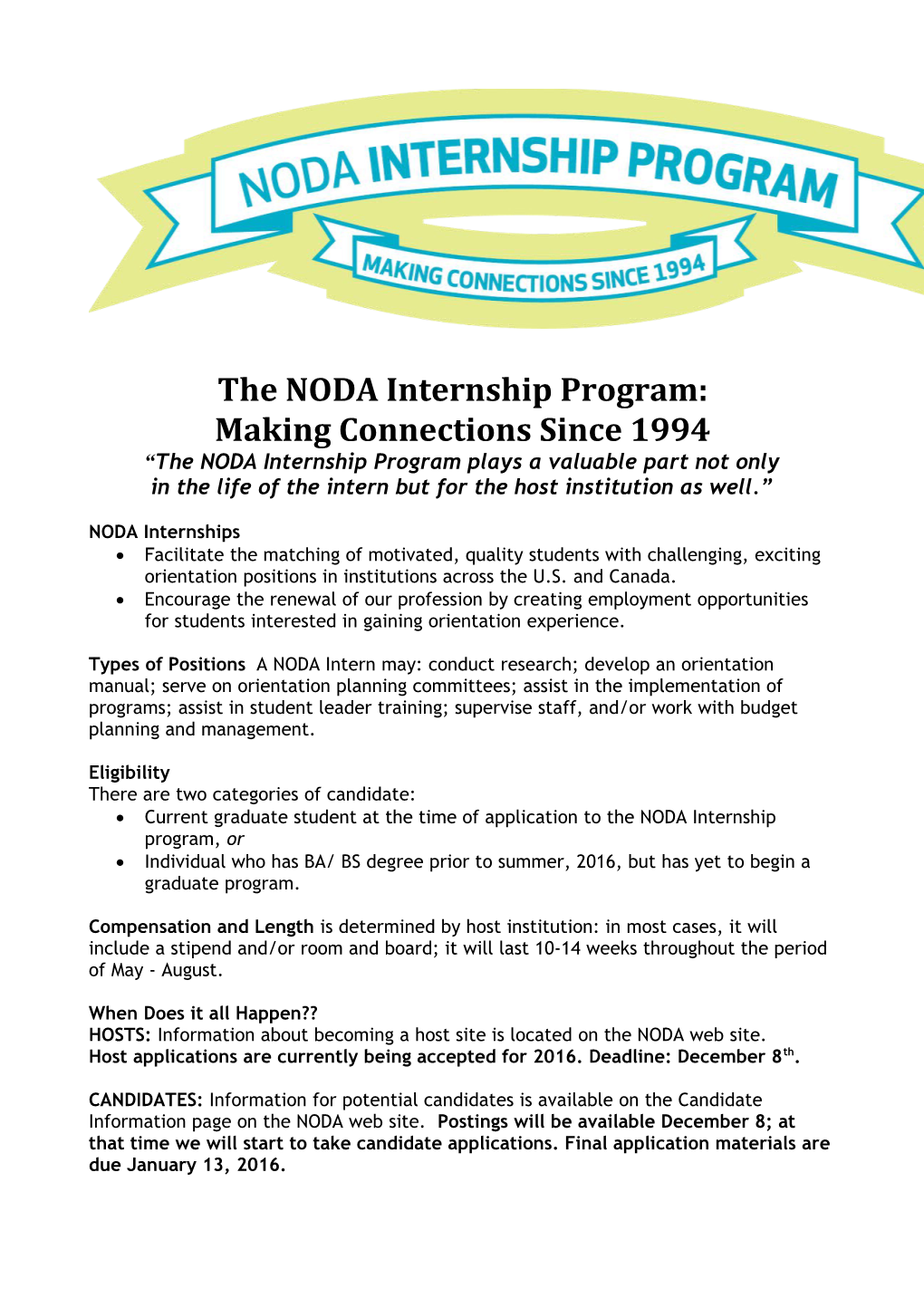 The NODA Internship Experience