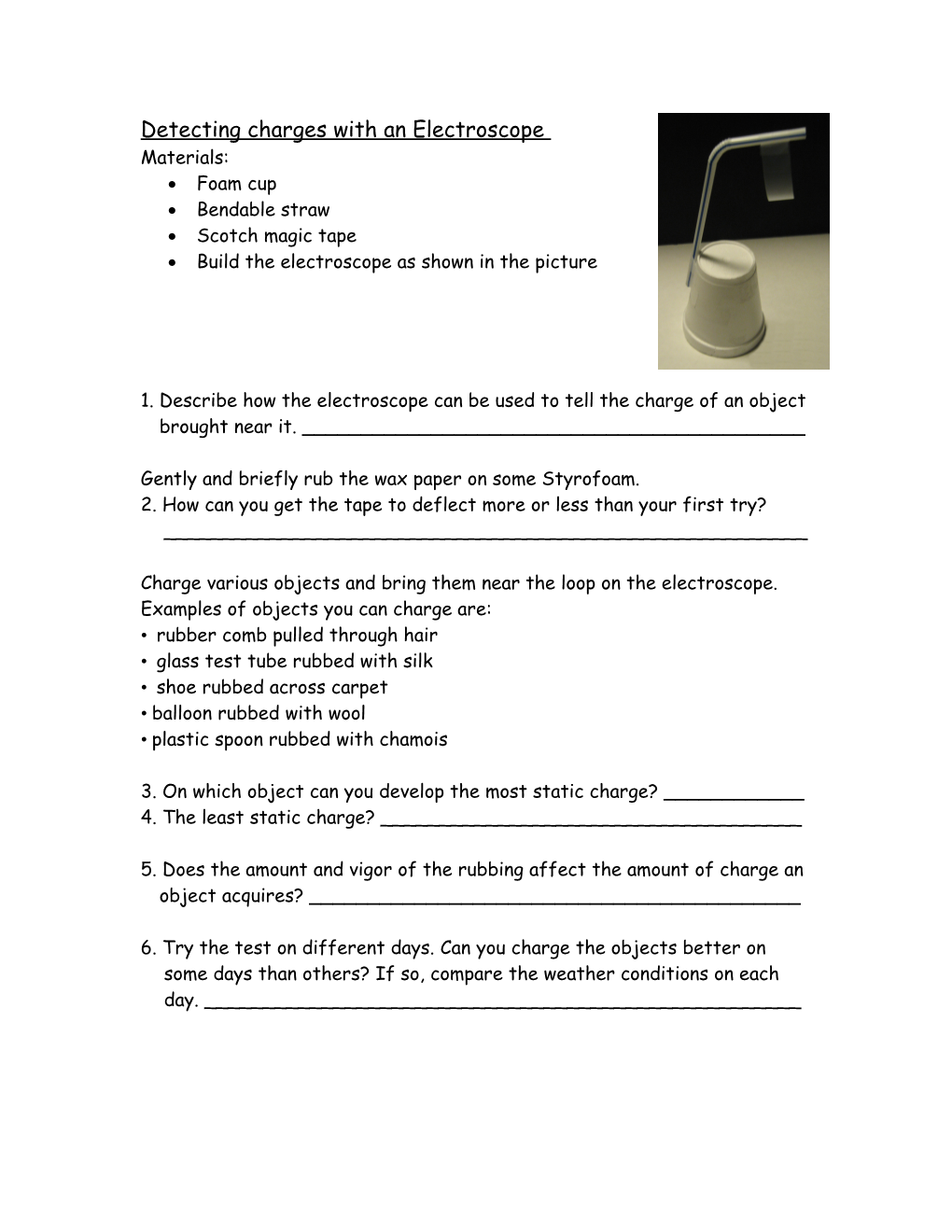 Detecting Charges with an Electroscope