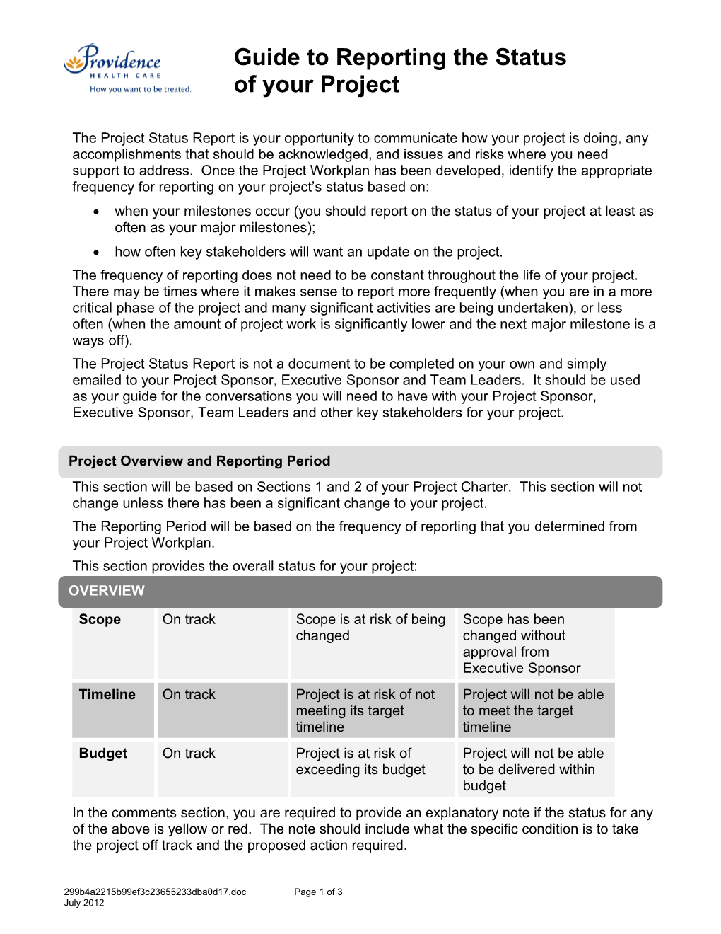 Improvement Charter Template