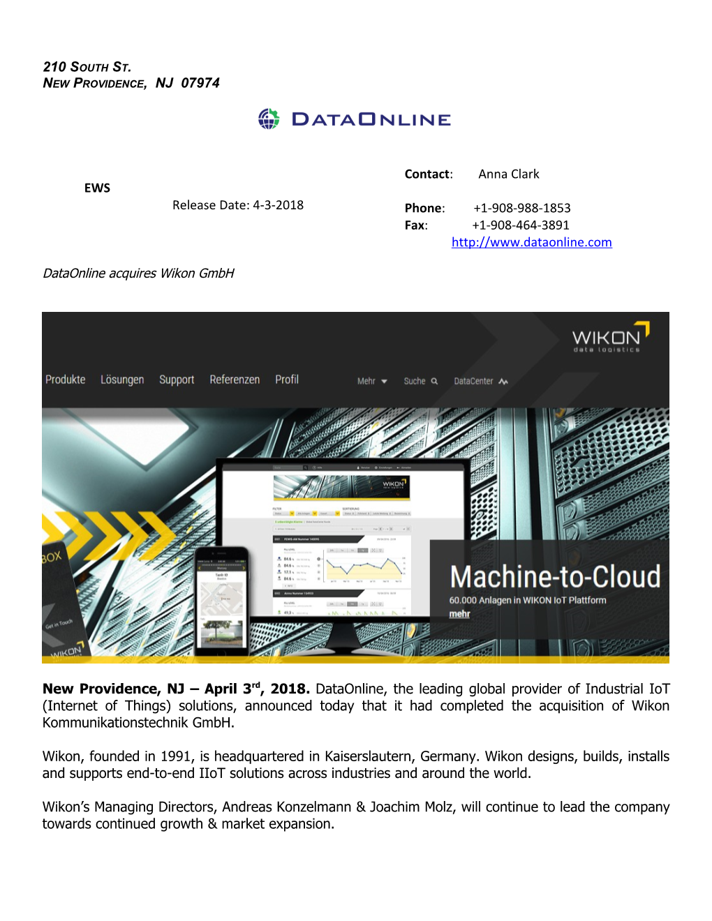 Dataonline Acquires Wikon Gmbh