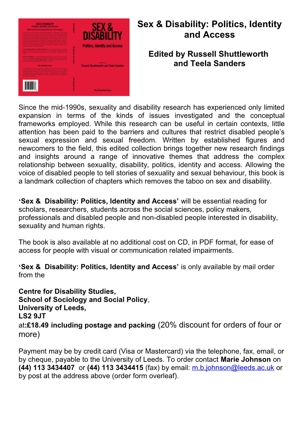 Implementing the Social Model of Disability: Theory and Research