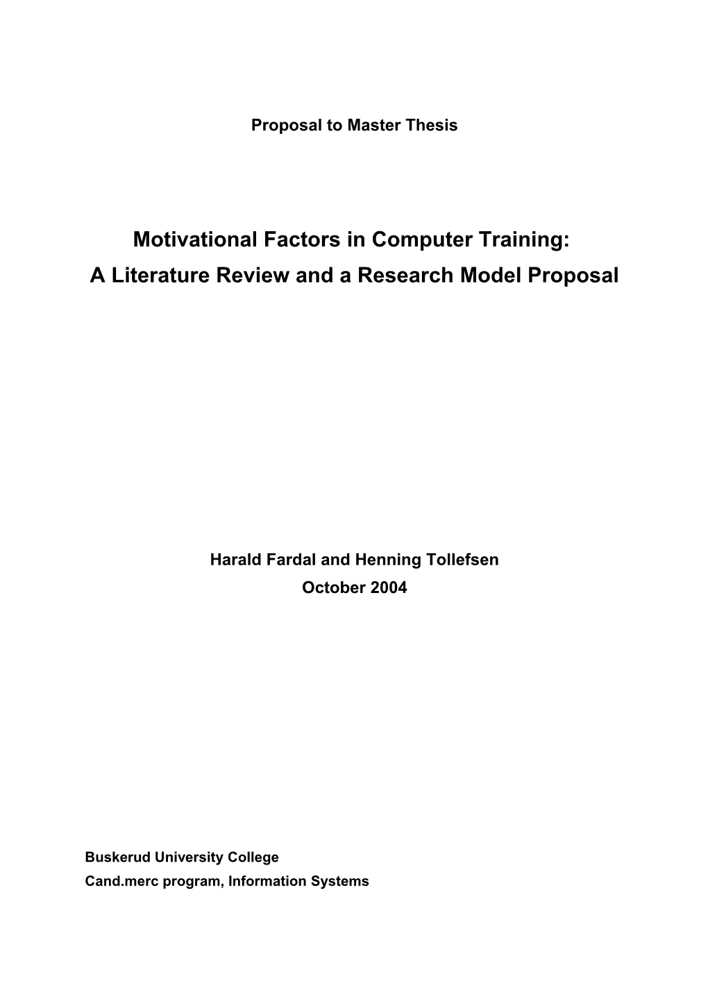 Motivational Factors in Computer Training: a Literature Review and a Research Model Proposal