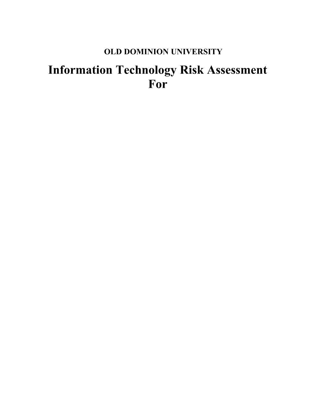 Risk Assessment Report Template