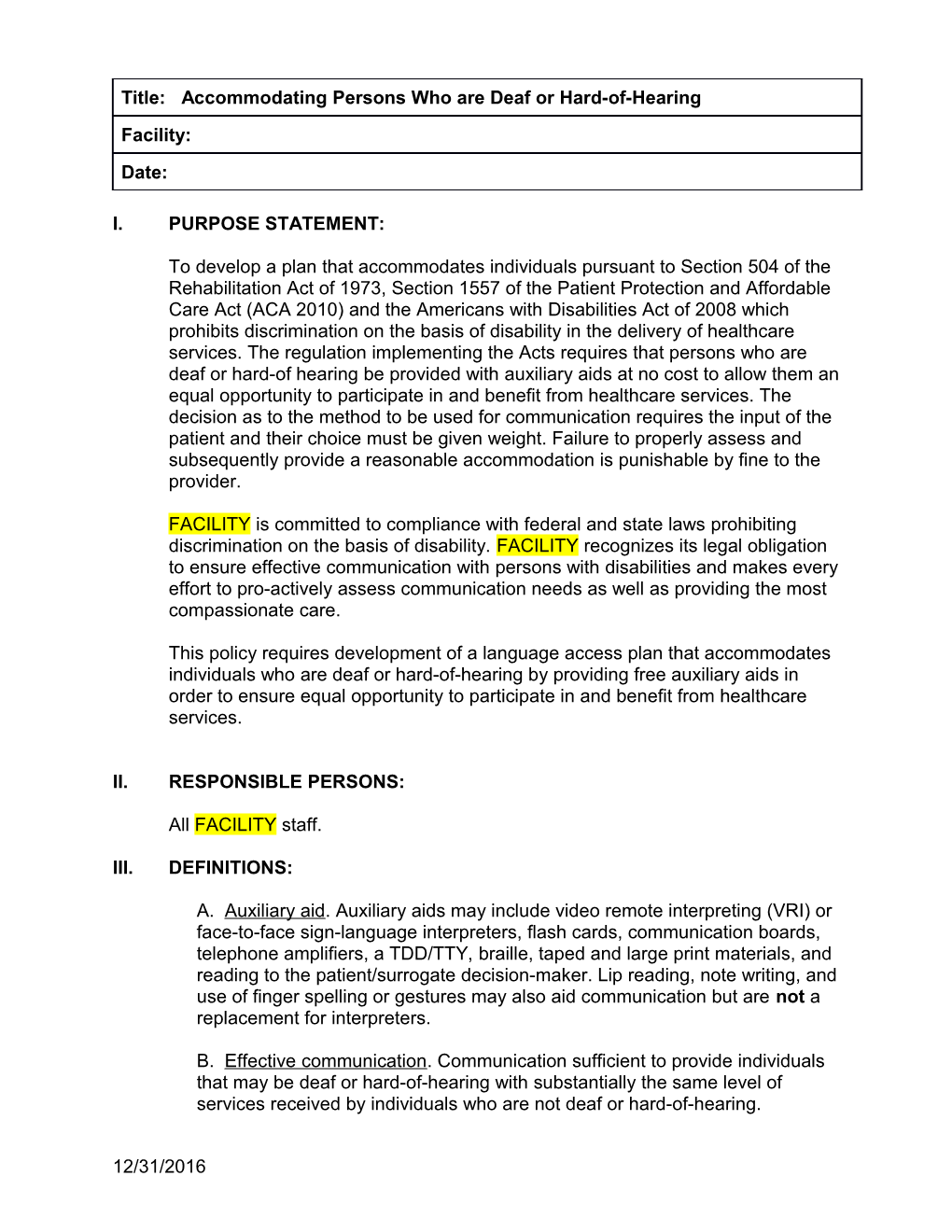 Title: Accommodating Persons Who Are Deaf Or Hard-Of-Hearing