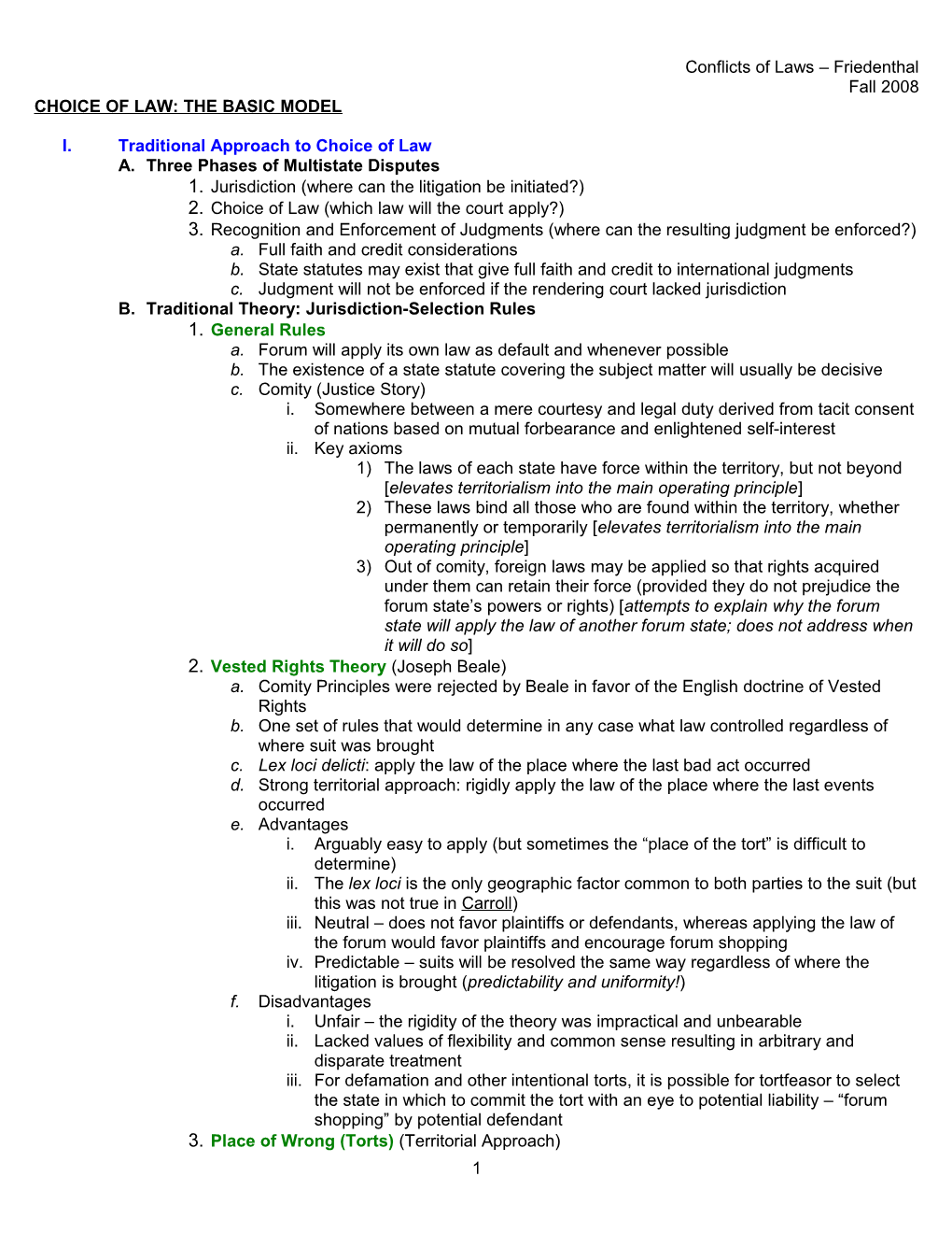 Choice of Law: the Basic Model