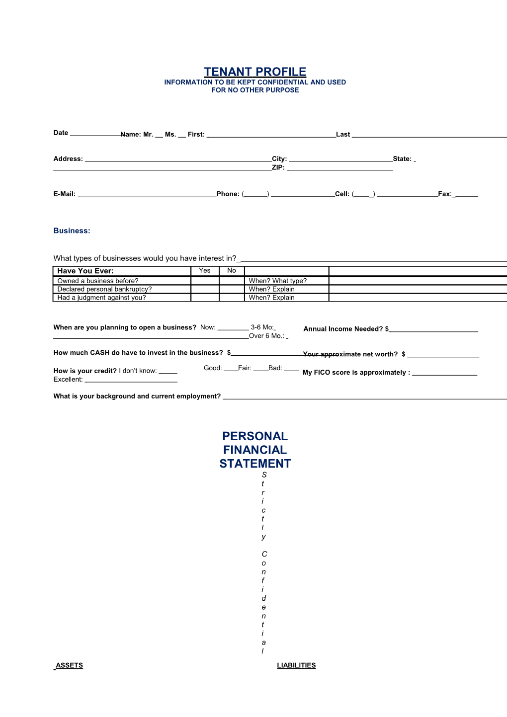 Prospective Buyer Profile 2012