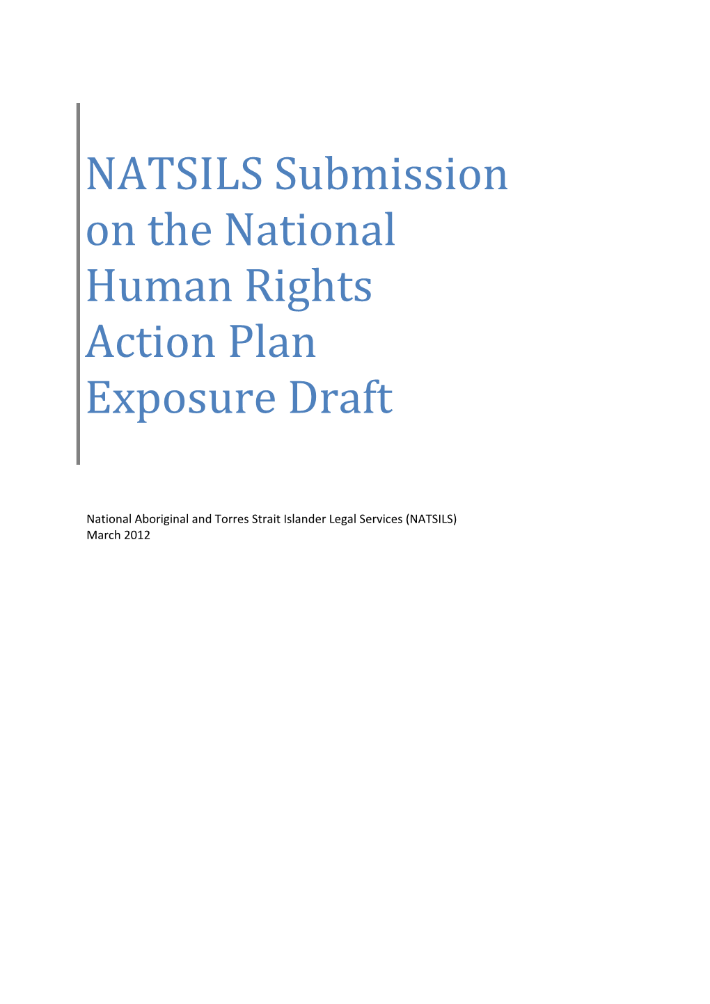 NATSILS Submission on the National Human Rights Action Plan Exposure Draft