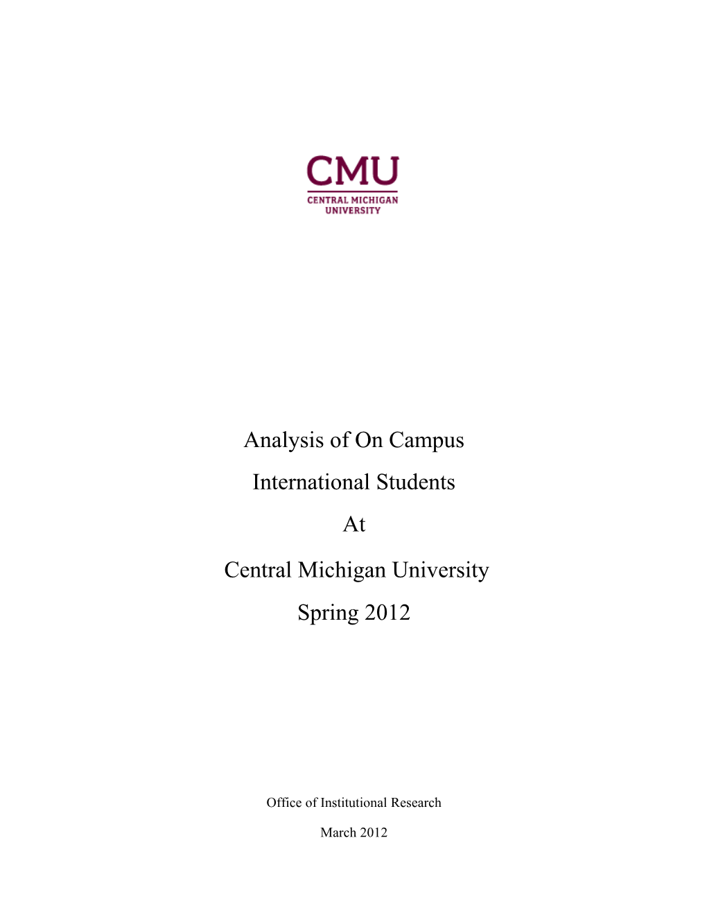 Analysis of on Campus International Students at CMU Spring 2012 (Word)