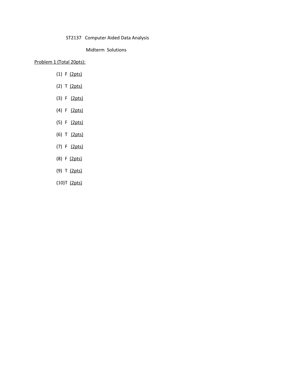 ST2137 Computer Aided Data Analysis