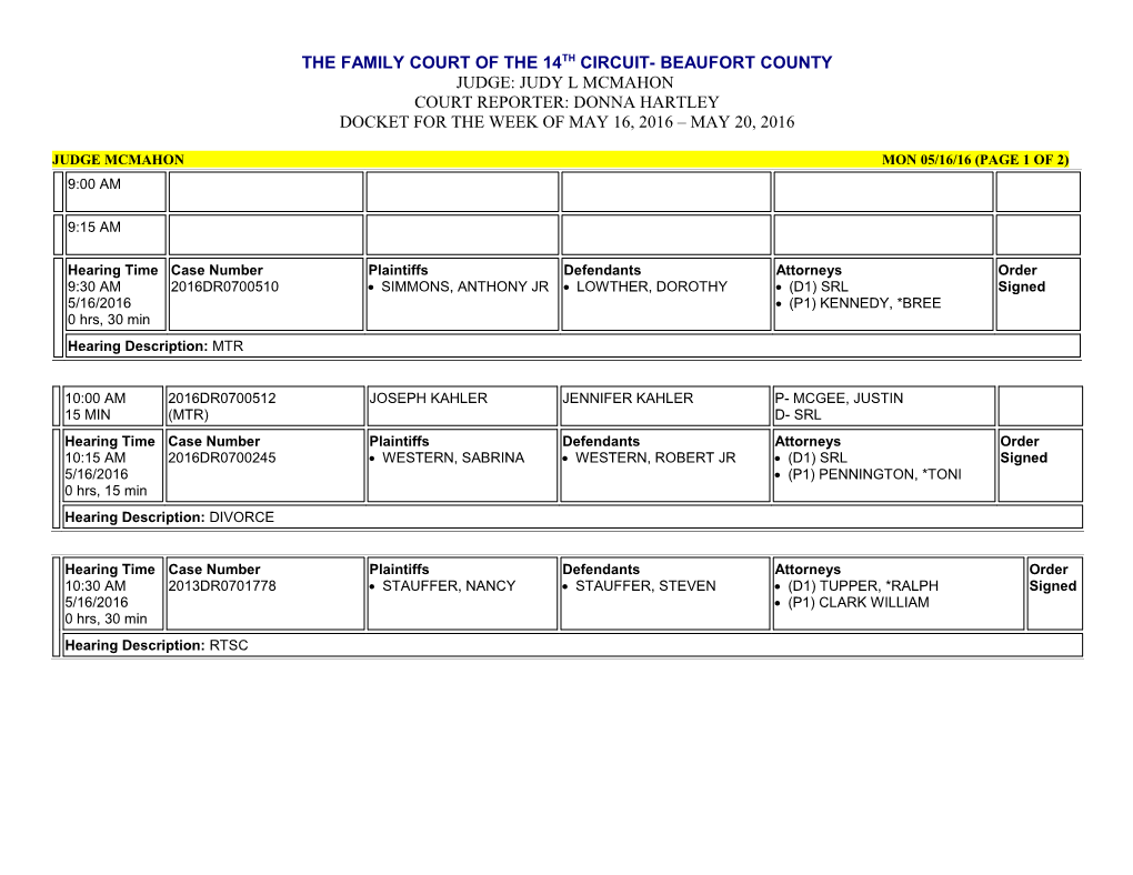 The Family Court of the 14Th Circuit- Beaufort County