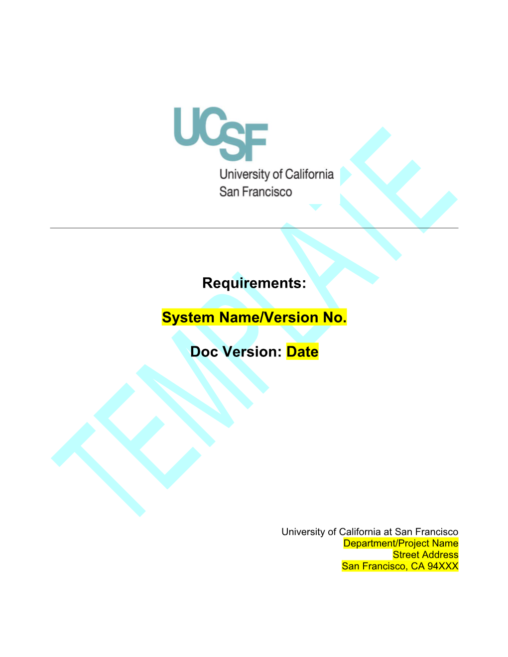 Requirements for System Name/Version No