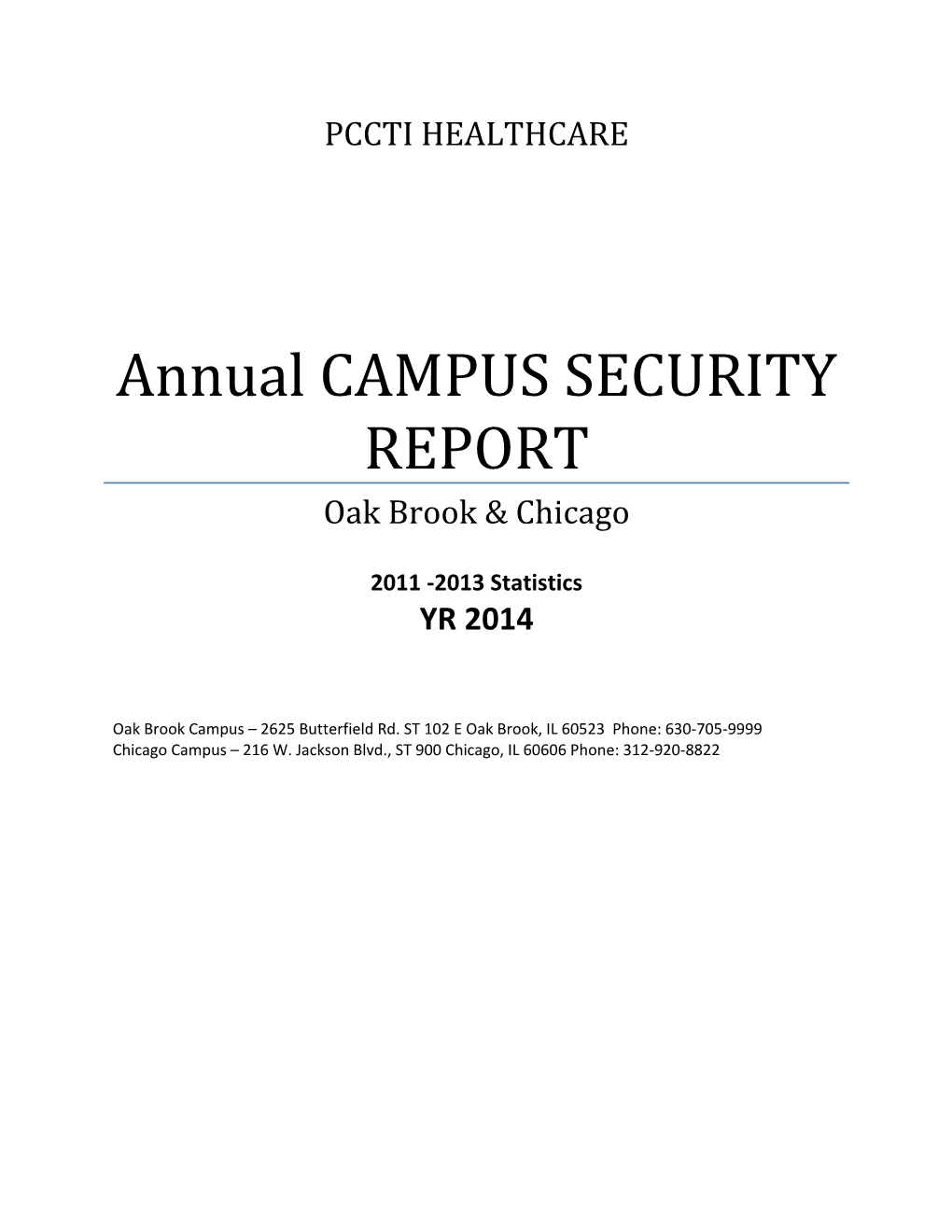 Annual CAMPUS SECURITY REPORT