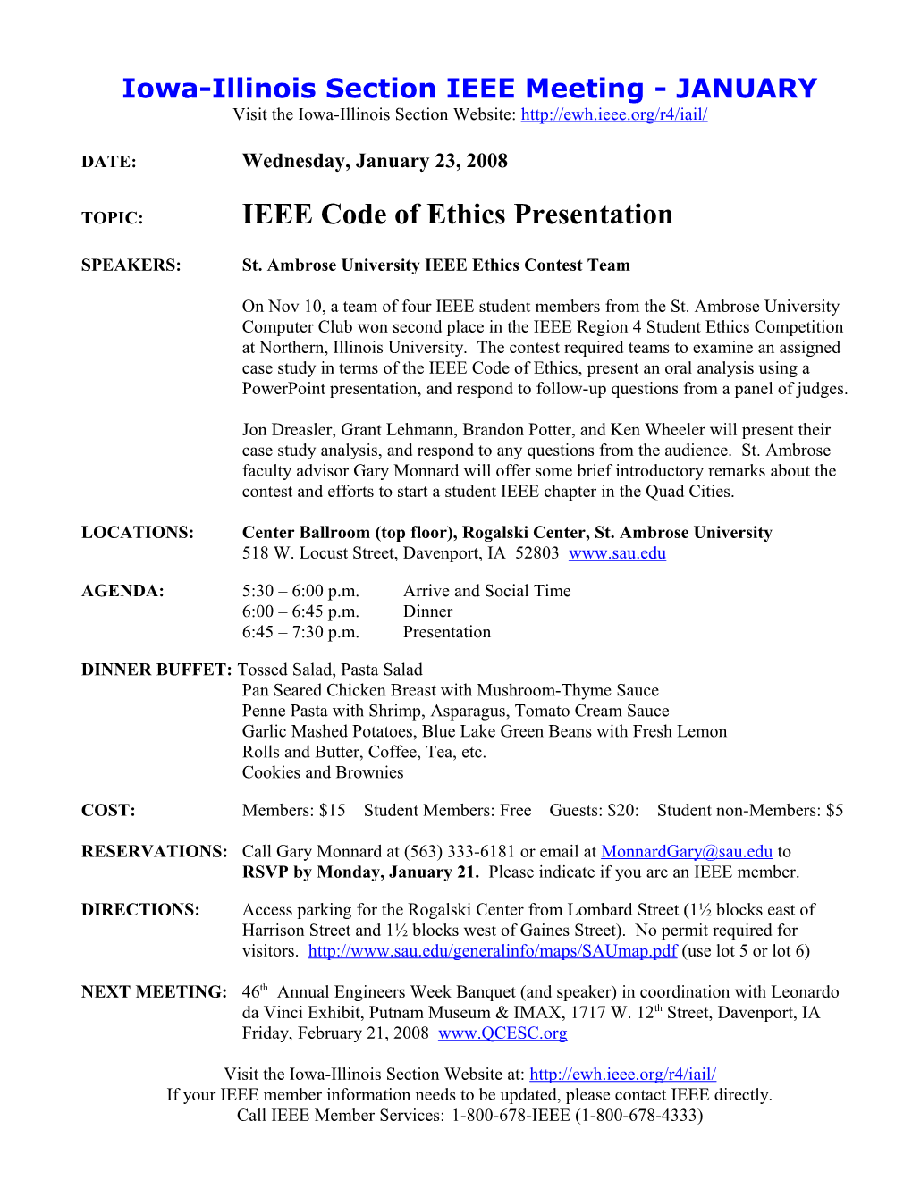 Iowa-Illinois Section IEEE Meeting