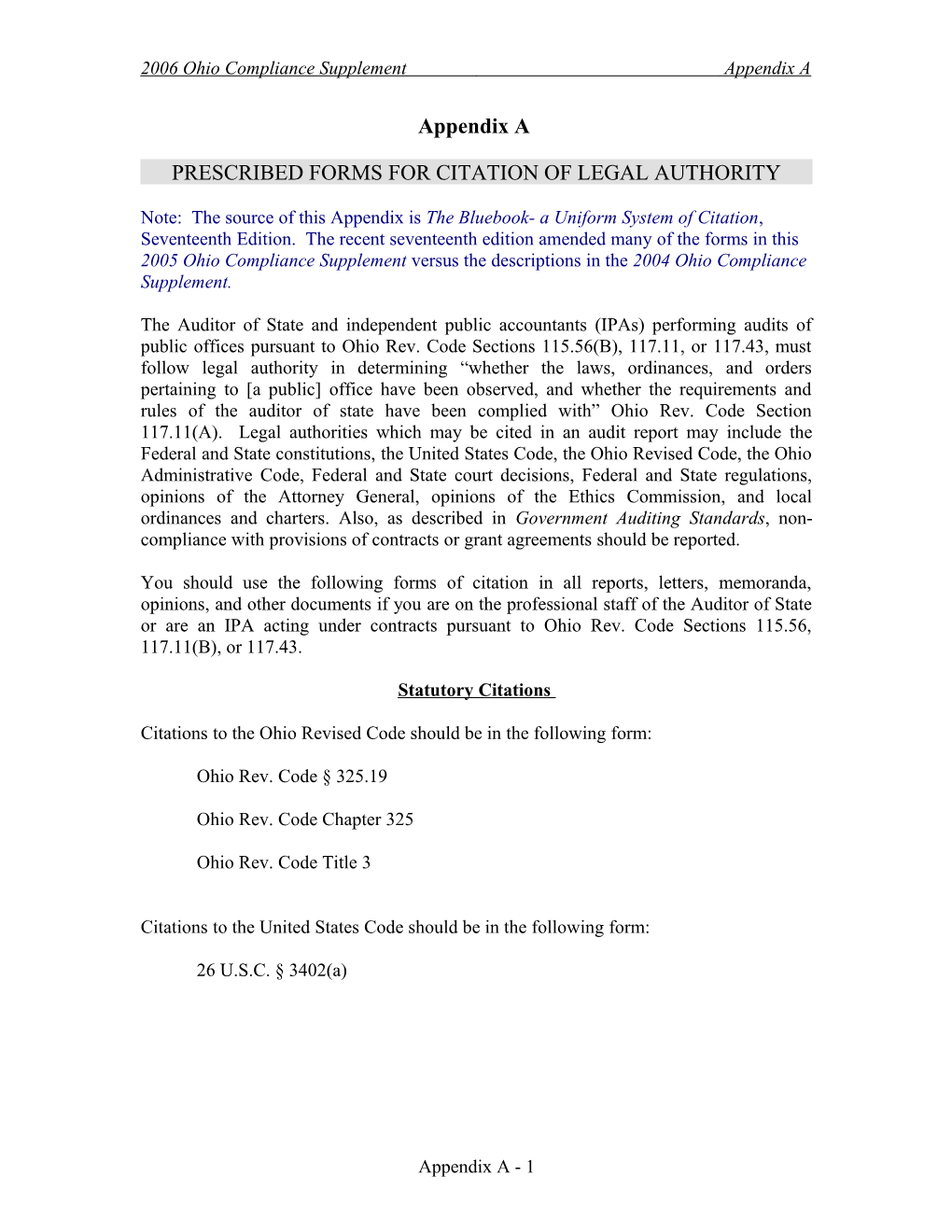 Prescribed Forms for Citation of Legal Authority