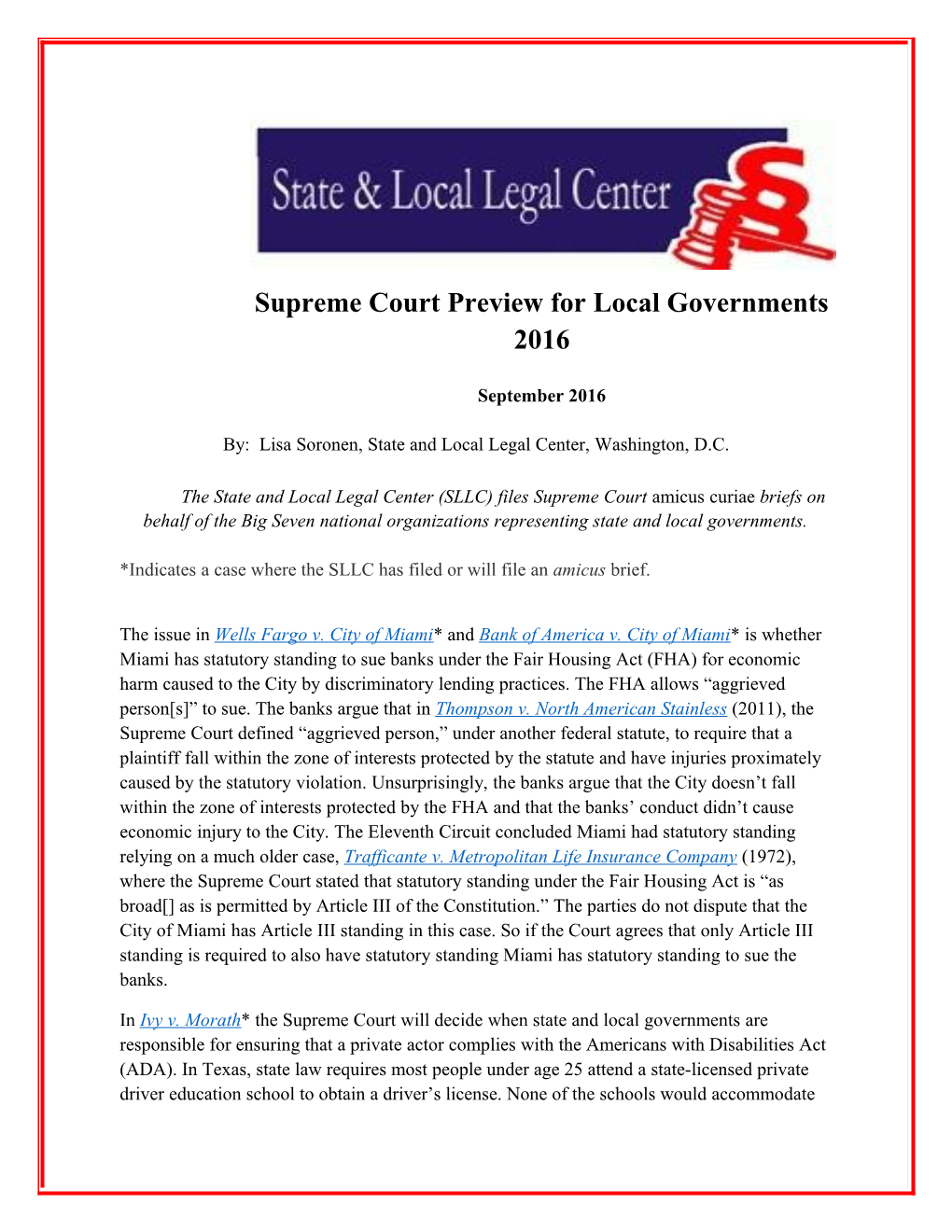 Supreme Court Preview for Local Governments 2016