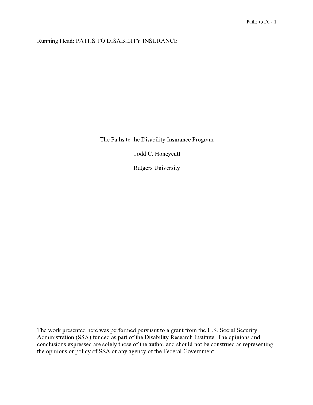 Paths to DI- Final Report