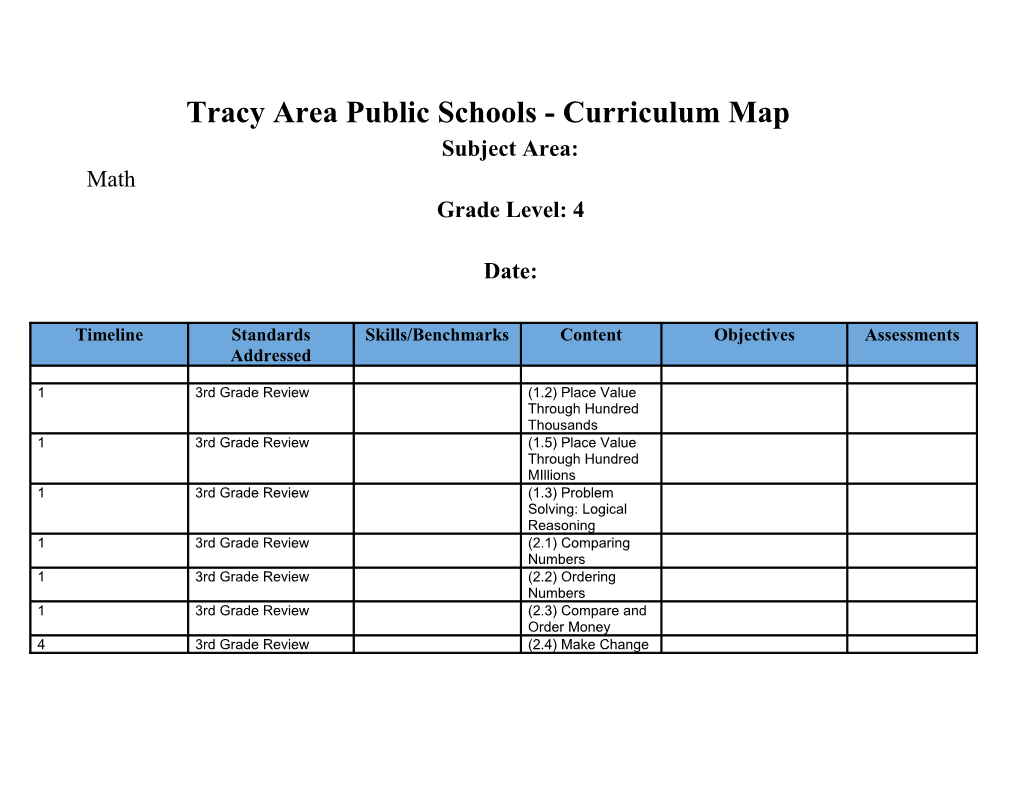 Tracy Area Public Schools - Curriculum Map