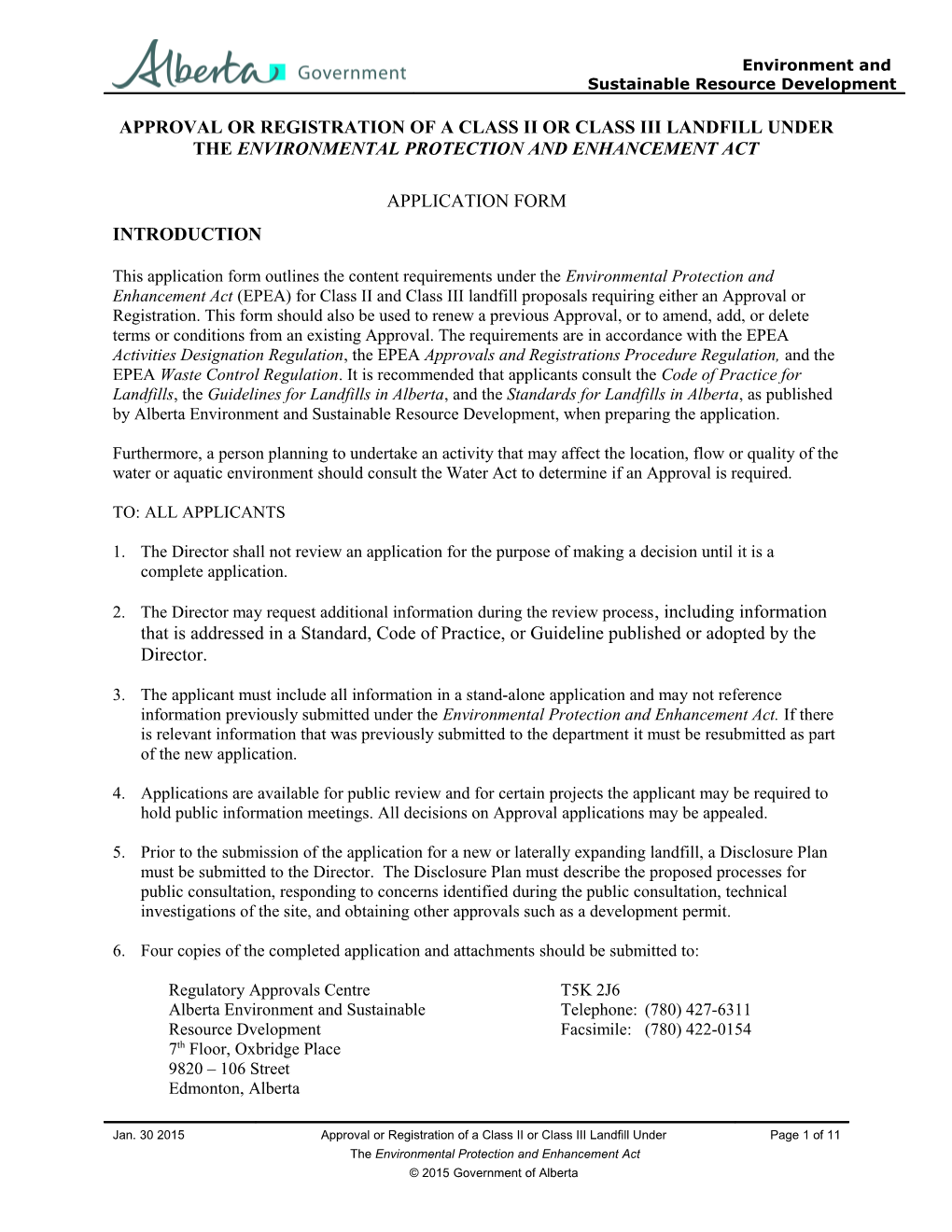 Approval Or Registration of a Class Ii Or Class Iii Landfill Under the Environmental Protection