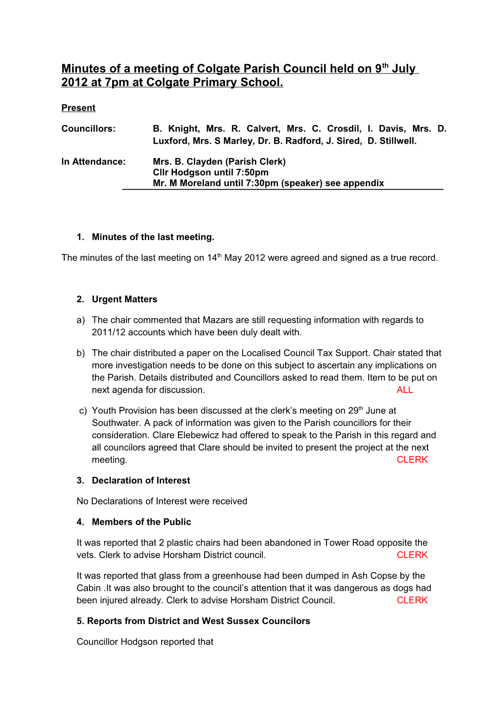 Minutes of a Meeting of South Heighton Parish Council