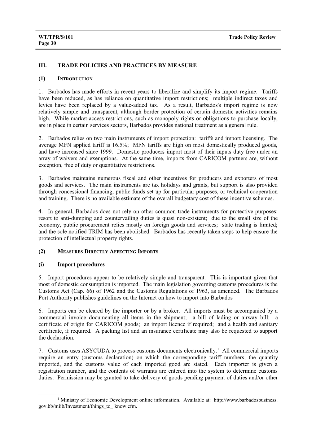 Iii. Trade Policies and Practices by Measure