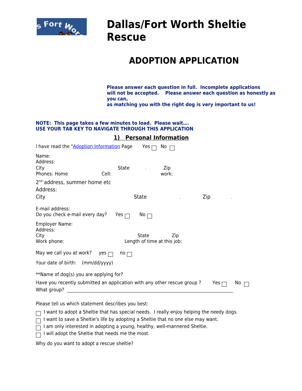 Adoption Application