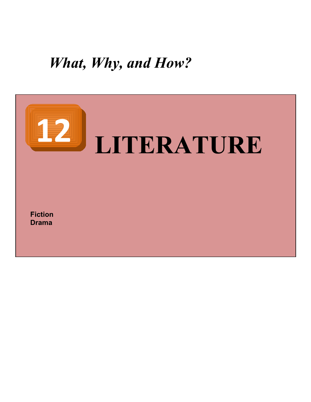 The Main Literary Forms Are Fiction, Drama & Poetry