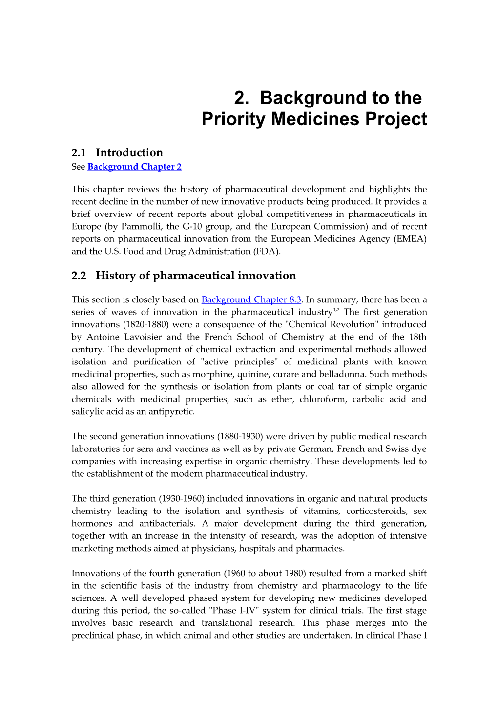 2. Background to the Priority Medicines Project
