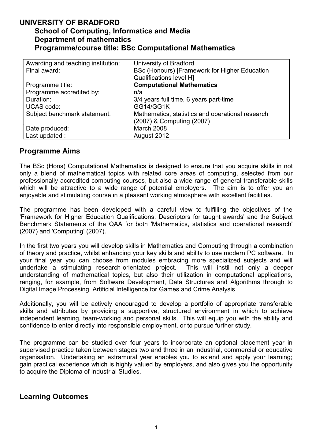 UNIVERSITY of Bradfordschool of Computing, Informatics and Mediadepartment Of