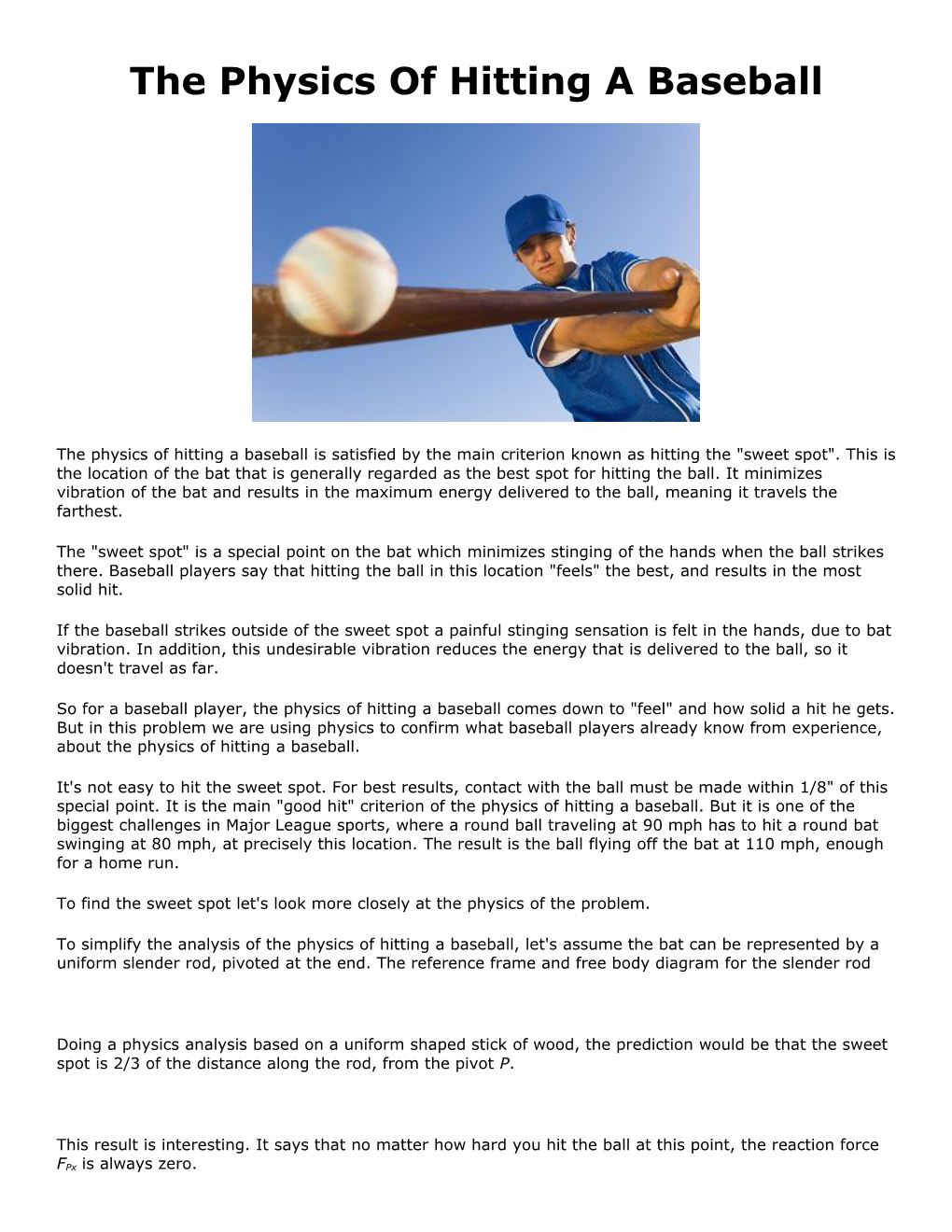 The Physics of Hitting a Baseball
