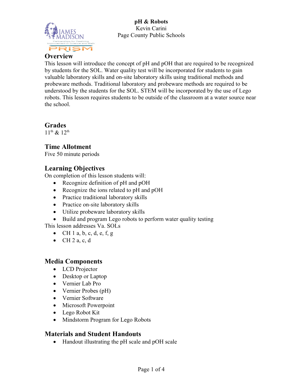 1. Focus: Ask Students, How Are Ph and Poh Related?