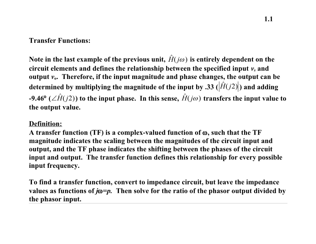 Transfer Functions