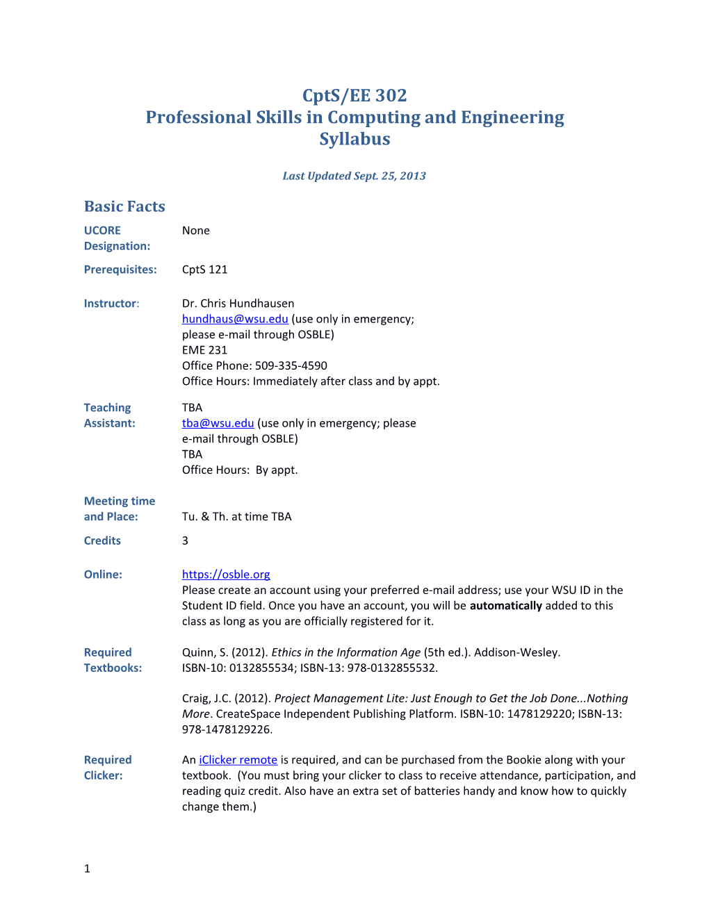 Cpts/EE 302 Professional Skills in Computing and Engineering Syllabus