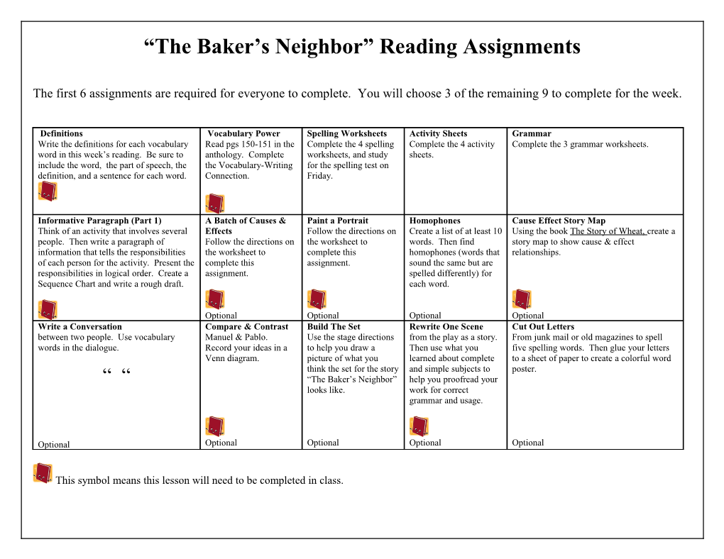 The Baker S Neighbor Reading Assignments